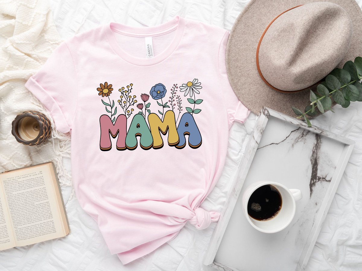 Lykke Mama Bloemen T-shirt | Moederdag Cadeau| Nieuw moedercadeau | Verjaardagscadeaus| Kraamcadeau|  Roze Katoen | Maat XXL